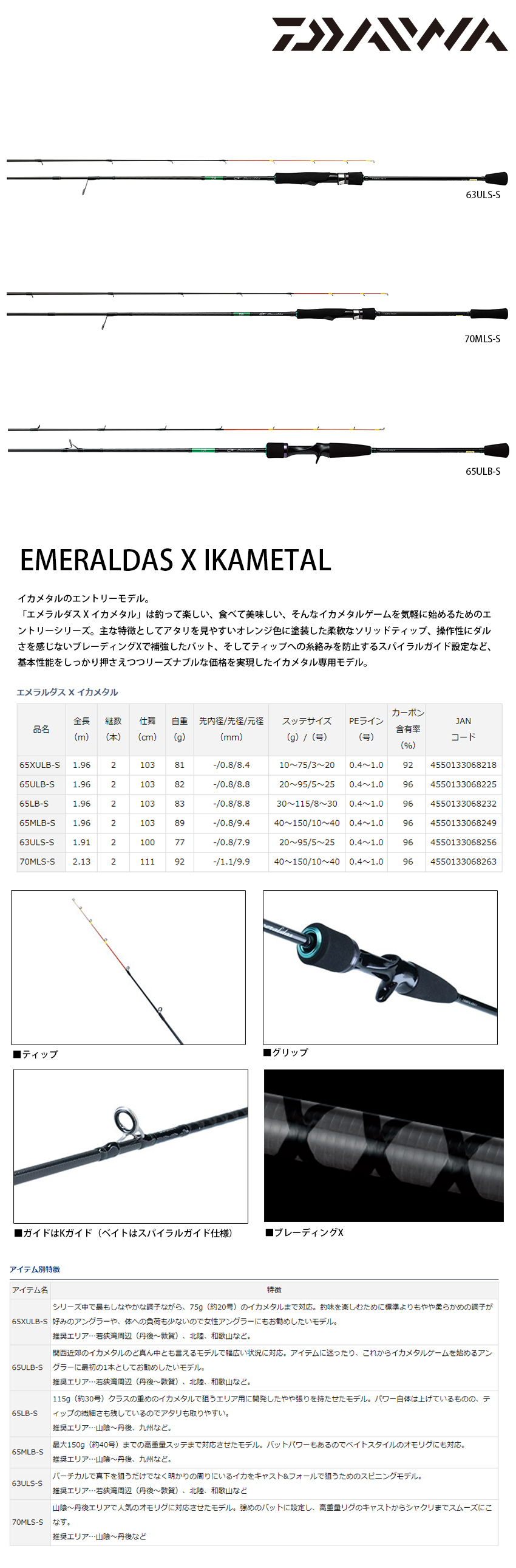 DAIWA EMERALDAS X IKAMETAL 70MLS-S [船釣路亞竿] [花軟竿] - 漁拓